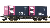 ROCO 37513 Konténerszállító teherkocsi, 2 db konténerrel, BELL, DB-AG, V ROCO 37513 Konténerszállító teherkocsi, 2 db konténerrel, BELL, DB-AG, V