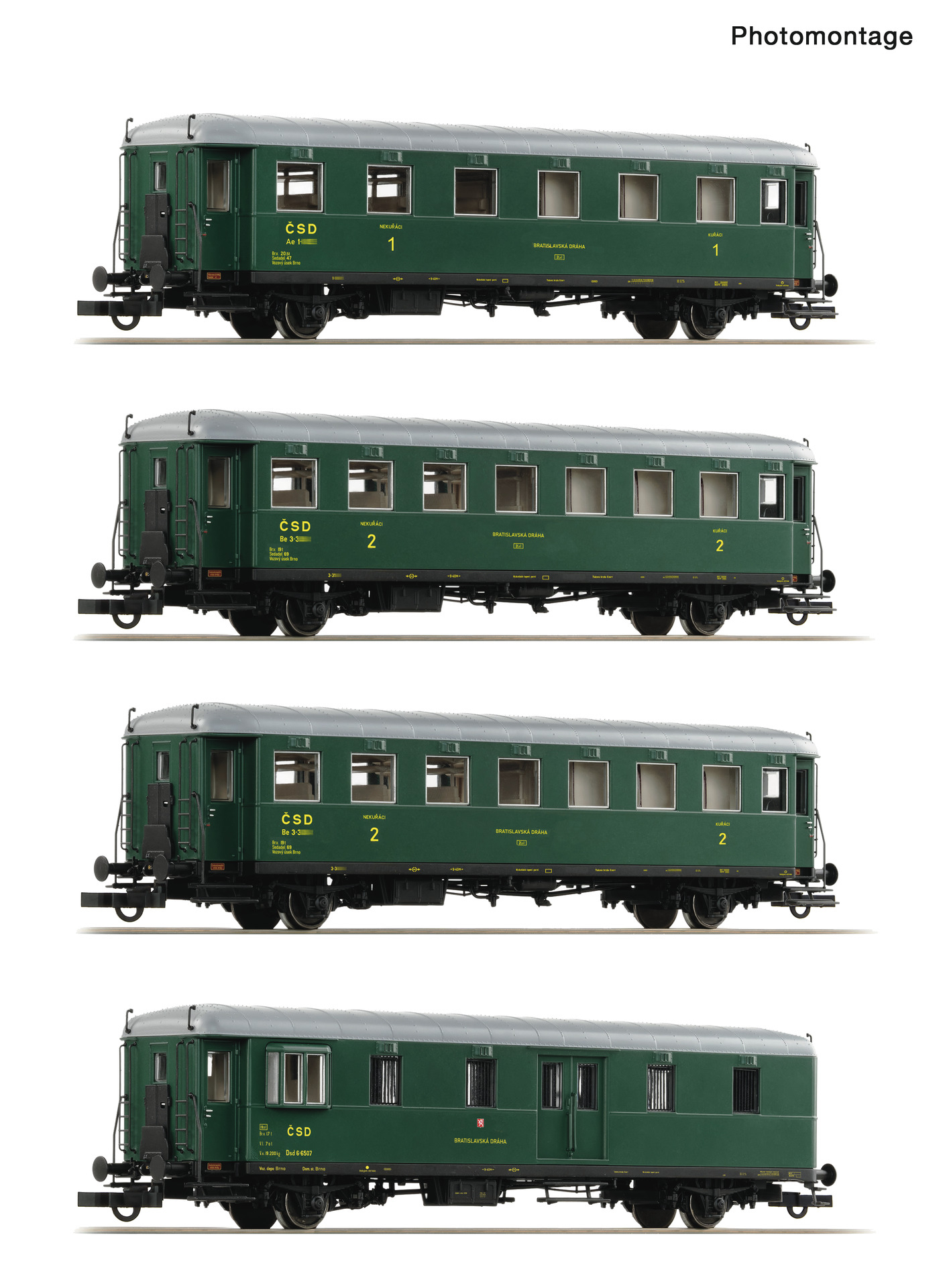 ROCO 6200282 4er Set Personenwagen Rybak CSD DC - vasutmodell.com