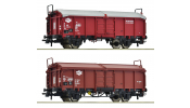 ROCO 6600116 Eltolható tetejű teherkocsi (2 db), Tcs, MÁV, IV