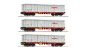 ROCO 6600121 3-tlg. Set: Offene Güterwagen, ÖBB