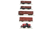 ROCO 6600126 Teherkocsi (5 db), E-Es-Eas-Gbgs-Uhk, MÁV, IV
