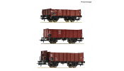 ROCO 6600303 3er Set offene Güterwagen DB