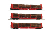 ROCO 6600318 3er Set Rungenwagen Rnoos OnRail rot