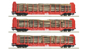 ROCO 6600318 3er Set Rungenwagen Rnoos OnRail rot ROCO 6600318 3er Set Rungenwagen Rnoos OnRail rot