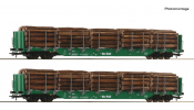 ROCO 6600319 2er Set Rungenwagen Rnoos OnRail grün