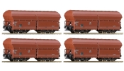 ROCO 66099 Önürítős csapófedeles teherkocsi készlet, 4 részes, DB