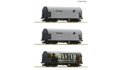 ROCO 6680023 3er Set Schiebeplanenwagen Captrain