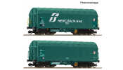 ROCO 6680059 2er Set Schiebeplanenwagen Mercitalia Rail