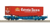 ROCO 66972 Konténerszállító négytengelyes teherkocsi, RENFE, félpótkocsival