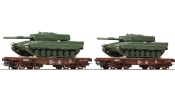 ROCO 67109 Nehézteherszállító teherkocsi (2 db), Leopard 2A4 harckocsival, ÖBB, V ROCO 67109 Nehézteherszállító teherkocsi (2 db), Leopard 2A4 harckocsival, ÖBB, V