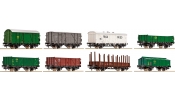 ROCO 67147 Teherkocsi készlet (8 db), SNCB, III (az egyik kocsi ütközője törött, nem javítható) ROCO 67147 Teherkocsi készlet (8 db), SNCB, III (az egyik kocsi ütközője törött, nem javítható)