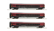 ROCO 74041 Személykocsi (3 db), Railjet, ÖBB, VI, DCC