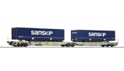 ROCO 76415 Konténerszállító ikerkocsi, Sdggmrs25, T2000, Samskip VanDieren, AAE, VI ROCO 76415 Konténerszállító ikerkocsi, Sdggmrs25, T2000, Samskip VanDieren, AAE, VI