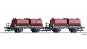 TILLIG 1009 Güterwagenset der PKP, bestehend aus zwei Kalkkübelwagen, Ep. IV