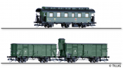 TILLIG 1014 Set Hilfszug der DR, bestehend aus einem Personenwagen und zwei Güterwagen, Ep. III