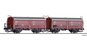 TILLIG 1032 Güterwagenset, DB, bestehend aus zwei Schiebedach-/ Schiebewandwagen Kmmgks 58, III -FORMNEUHEIT-