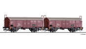 TILLIG 1033 Güterwagenset, DR, bestehend aus zwei Schiebedachwagen Tims 5756, vermietet an VEB Bandstahlkombinat Eisenhüttenstadt, IV -FORMNEUHEIT-