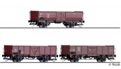 TILLIG 1036 Güterwagenset, DB, SBB und DSB, bestehend aus drei offenen Güterwagen EUROP, beladen mit Steinkohle, III -FORMNEUHEIT-