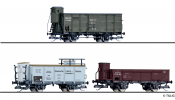 TILLIG 1053 Güterwagenset der CES, DRG und BBÖ, bestehend aus einem gedeckten Güterwagen der CES, einem Flüssiggaswagen, DRG/BBÖ, II