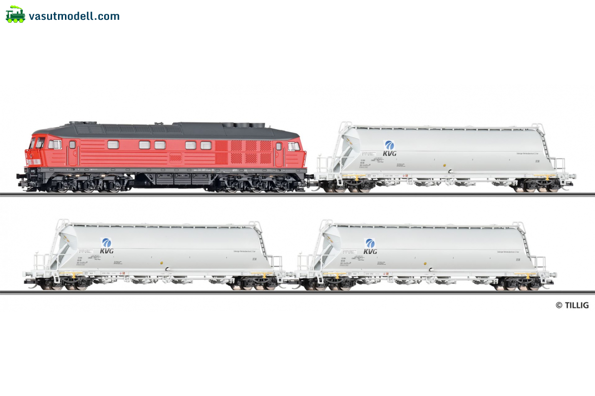 TILLIG 1215 Digitális kezdőkészlet: Güterzug der DB AG bestehend aus Diesellokomotive BR 232 und drei Staubbehä TILLIG 1215 Digitális kezdőkészlet: Güterzug der DB AG bestehend aus Diesellokomotive BR 232 und drei Staubbehä