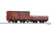 TILLIG 15972 Güterwagenset der DR, bestehend aus einem gedeckten Güterwagen Gw und einem offenen Güterwagen Ow mit Holzladung, III/IV TILLIG 15972 Güterwagenset der DR, bestehend aus einem gedeckten Güterwagen Gw und einem offenen Güterwagen Ow mit Holzladung, III/IV