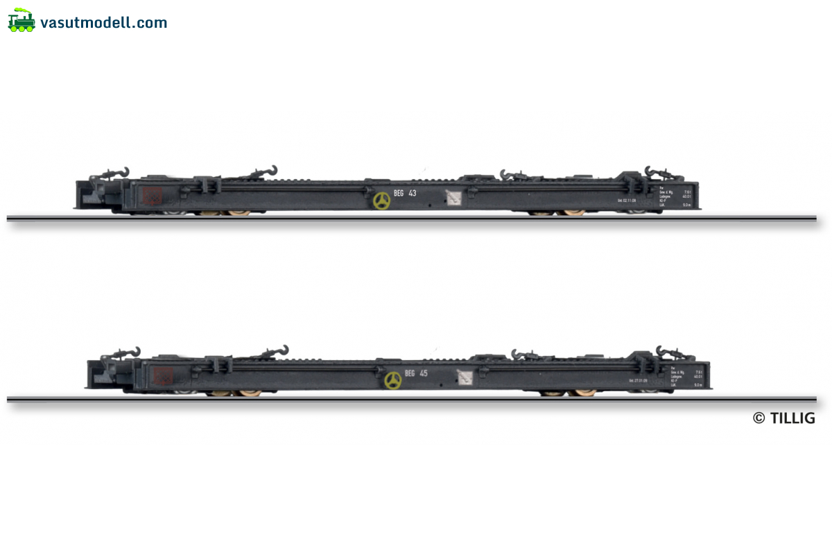 TILLIG 15976 Güterwagenset der Brohltal-Schmalspur-Eisenbahn GmbH, bestehend aus zwei Schmalspur-Rollwagen Rf4 TILLIG 15976 Güterwagenset der Brohltal-Schmalspur-Eisenbahn GmbH, bestehend aus zwei Schmalspur-Rollwagen Rf4