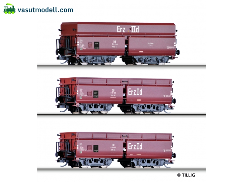 TILLIG 1735 Önürítős teherkocsi (3 db), Erzzug 2, OOtz 43, OOtz 44, DB, III TILLIG 1735 Önürítős teherkocsi (3 db), Erzzug 2, OOtz 43, OOtz 44, DB, III