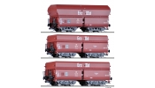 TILLIG 1766 Güterwagenset Erzzug 3, DB, bestehend aus drei unterschiedlichen Selbstentladewagen OOtz 41 und OOtz 43, III TILLIG 1766 Güterwagenset Erzzug 3, DB, bestehend aus drei unterschiedlichen Selbstentladewagen OOtz 41 und OOtz 43, III