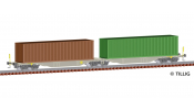 TILLIG 18060 Containertragwagen Sggmrs 747 der DB AG, beladen mit zwei 40-Container, Ep. V -FORMNEUHEIT- TILLIG 18060 Containertragwagen Sggmrs 747 der DB AG, beladen mit zwei 40-Container, Ep. V -FORMNEUHEIT-