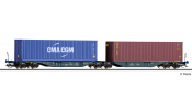 TILLIG 18061 Containertragwagen Sggmrss der PKP Cargo, beladen mit zwei 40-Containern, Ep. VI -FORMNEUHEIT-