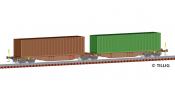 TILLIG 18062 Containertragwagen Sggmrss 578.0 der ÈD Cargo, beladen mit zwei 40-Containern, Ep. V -FORMNEUHEIT- TILLIG 18062 Containertragwagen Sggmrss 578.0 der ÈD Cargo, beladen mit zwei 40-Containern, Ep. V -FORMNEUHEIT-