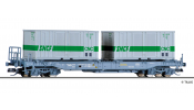 TILLIG 18156 Taschenwagen Novatrans der SNCF, beladen mit zwei 20 Containern, Ep. IV