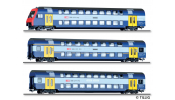 TILLIG 70065 Reisezugwagenset, SBB,Doppelstock-Steuerwagen Bt,1./2. Klasse-Wagen AB und einen 2. Klasse-Wagen B, V