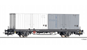 TILLIG 77073 Containertragwagen Lgkks 4444, DR, beladen mit zwei 20 Containern, IV