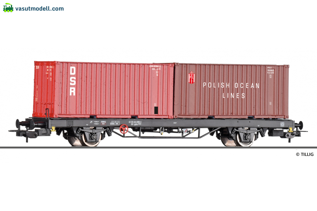 TILLIG 77088 Containertragwagen Lgkks 4444 der DR TILLIG 77088 Containertragwagen Lgkks 4444 der DR
