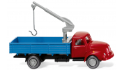 WIKING 42002 Pritschen-Lkw mit Ladekran (Magirus S 3500) - flatbed truck with loading crane rot/blau / red/blue