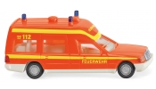 WIKING 60701 Feuerwehr - Krankenwagen (MB Binz) - tagesleuchtrot